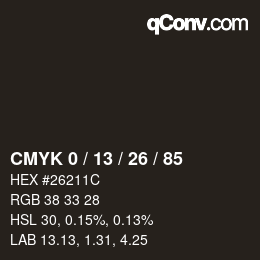 カラーコード: CMYK 0 / 13 / 26 / 85 | qconv.com
