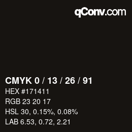 Color code: CMYK 0 / 13 / 26 / 91 | qconv.com