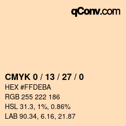 カラーコード: CMYK 0 / 13 / 27 / 0 | qconv.com