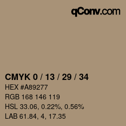 カラーコード: CMYK 0 / 13 / 29 / 34 | qconv.com
