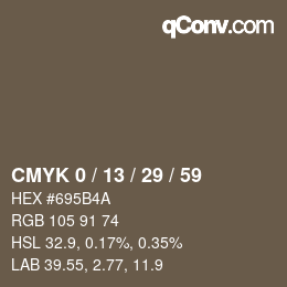 颜色代码: CMYK 0 / 13 / 29 / 59 | qconv.com