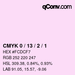 カラーコード: CMYK 0 / 13 / 2 / 1 | qconv.com