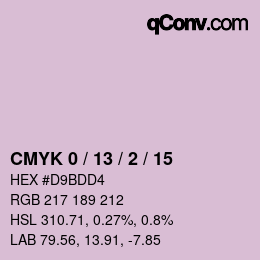 カラーコード: CMYK 0 / 13 / 2 / 15 | qconv.com