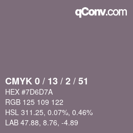 Color code: CMYK 0 / 13 / 2 / 51 | qconv.com