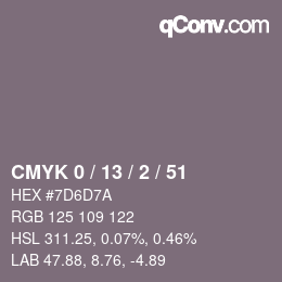 Color code: CMYK 0 / 13 / 2 / 51 | qconv.com