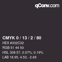 Color code: CMYK 0 / 13 / 2 / 80 | qconv.com