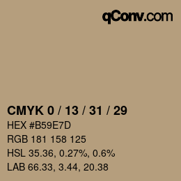Color code: CMYK 0 / 13 / 31 / 29 | qconv.com