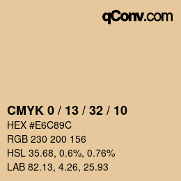 カラーコード: CMYK 0 / 13 / 32 / 10 | qconv.com