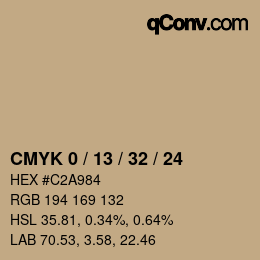 Color code: CMYK 0 / 13 / 32 / 24 | qconv.com