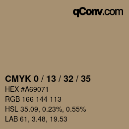 カラーコード: CMYK 0 / 13 / 32 / 35 | qconv.com