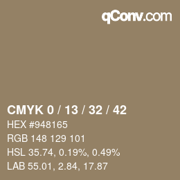 カラーコード: CMYK 0 / 13 / 32 / 42 | qconv.com