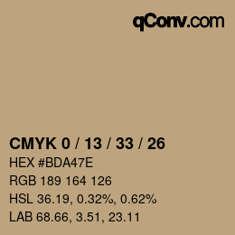 カラーコード: CMYK 0 / 13 / 33 / 26 | qconv.com