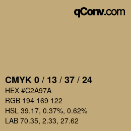 Color code: CMYK 0 / 13 / 37 / 24 | qconv.com