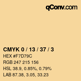 カラーコード: CMYK 0 / 13 / 37 / 3 | qconv.com