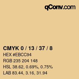 カラーコード: CMYK 0 / 13 / 37 / 8 | qconv.com