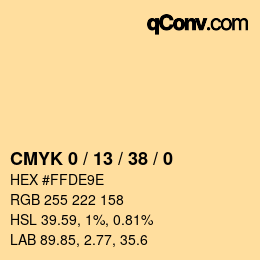 Code couleur: CMYK 0 / 13 / 38 / 0 | qconv.com