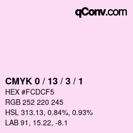 颜色代码: CMYK 0 / 13 / 3 / 1 | qconv.com