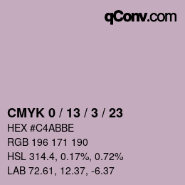 カラーコード: CMYK 0 / 13 / 3 / 23 | qconv.com