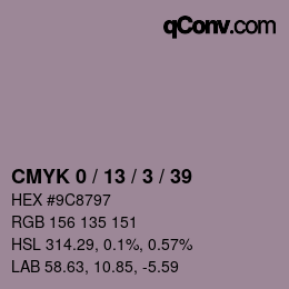 カラーコード: CMYK 0 / 13 / 3 / 39 | qconv.com