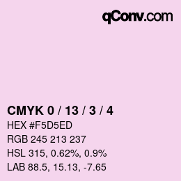 カラーコード: CMYK 0 / 13 / 3 / 4 | qconv.com