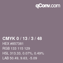 カラーコード: CMYK 0 / 13 / 3 / 48 | qconv.com