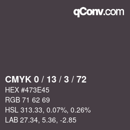 Color code: CMYK 0 / 13 / 3 / 72 | qconv.com