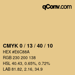颜色代码: CMYK 0 / 13 / 40 / 10 | qconv.com