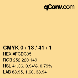 Color code: CMYK 0 / 13 / 41 / 1 | qconv.com