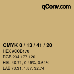 カラーコード: CMYK 0 / 13 / 41 / 20 | qconv.com
