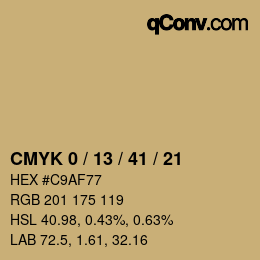 カラーコード: CMYK 0 / 13 / 41 / 21 | qconv.com