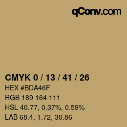 カラーコード: CMYK 0 / 13 / 41 / 26 | qconv.com