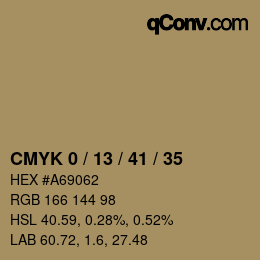 カラーコード: CMYK 0 / 13 / 41 / 35 | qconv.com