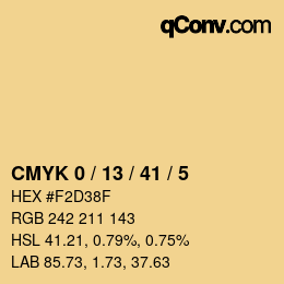Color code: CMYK 0 / 13 / 41 / 5 | qconv.com