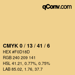 Color code: CMYK 0 / 13 / 41 / 6 | qconv.com