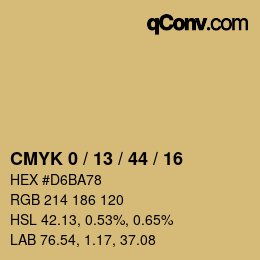 颜色代码: CMYK 0 / 13 / 44 / 16 | qconv.com
