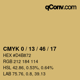 カラーコード: CMYK 0 / 13 / 46 / 17 | qconv.com