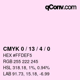 カラーコード: CMYK 0 / 13 / 4 / 0 | qconv.com