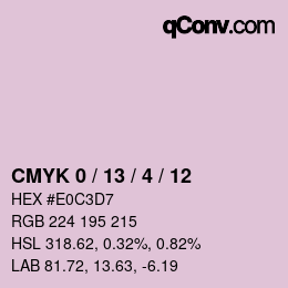 カラーコード: CMYK 0 / 13 / 4 / 12 | qconv.com