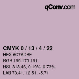 カラーコード: CMYK 0 / 13 / 4 / 22 | qconv.com