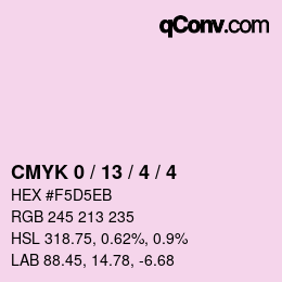 カラーコード: CMYK 0 / 13 / 4 / 4 | qconv.com