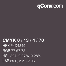 Color code: CMYK 0 / 13 / 4 / 70 | qconv.com