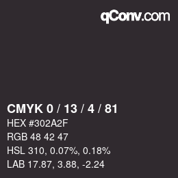 Color code: CMYK 0 / 13 / 4 / 81 | qconv.com