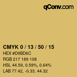 Farbcode: CMYK 0 / 13 / 50 / 15 | qconv.com