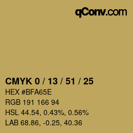 Code couleur: CMYK 0 / 13 / 51 / 25 | qconv.com