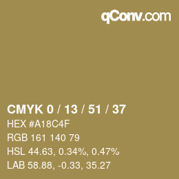 Farbcode: CMYK 0 / 13 / 51 / 37 | qconv.com
