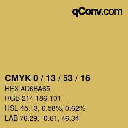 カラーコード: CMYK 0 / 13 / 53 / 16 | qconv.com