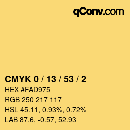 Color code: CMYK 0 / 13 / 53 / 2 | qconv.com