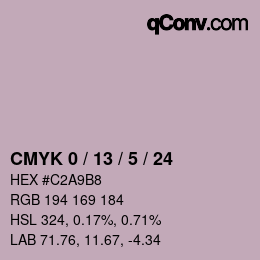 カラーコード: CMYK 0 / 13 / 5 / 24 | qconv.com