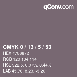 カラーコード: CMYK 0 / 13 / 5 / 53 | qconv.com
