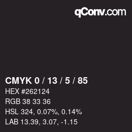 颜色代码: CMYK 0 / 13 / 5 / 85 | qconv.com